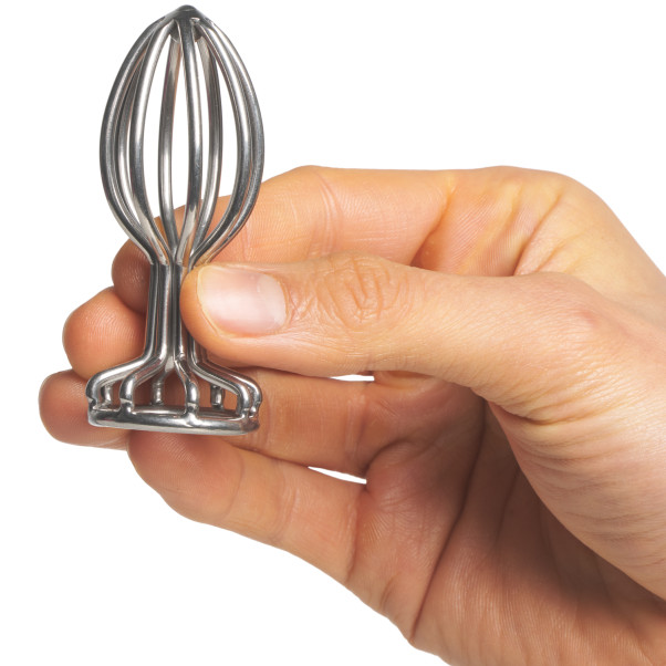 Anos Metal Cage Butt Plug Produktbillede med hånd 50