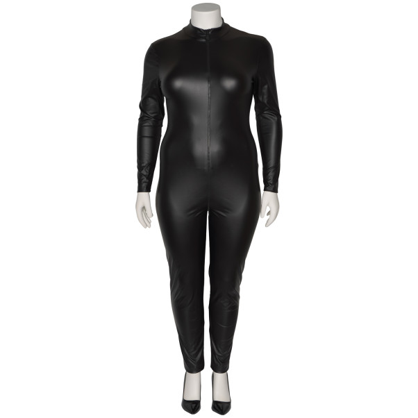 NORTIE Fetish Wetlook Bundløst Catsuit Plus Size Produktbillede 5