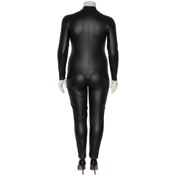 NORTIE Fetish Wetlook Bundløst Catsuit Plus Size Produktbillede 7