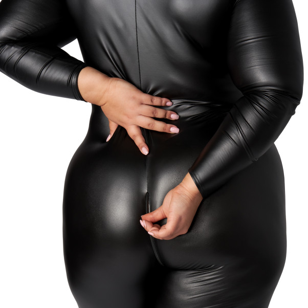 NORTIE Fetish Wetlook Bundløst Catsuit Plus Size Produktbillede 4