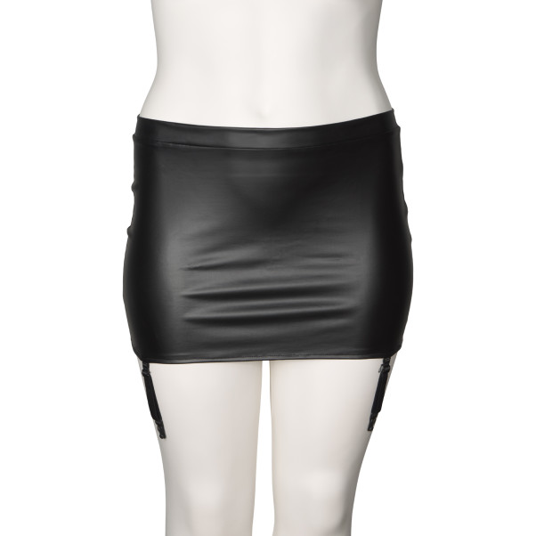 NORTIE Fetish Wetlook Nederdel med Strømpestropper Plus Size Produktbillede 4