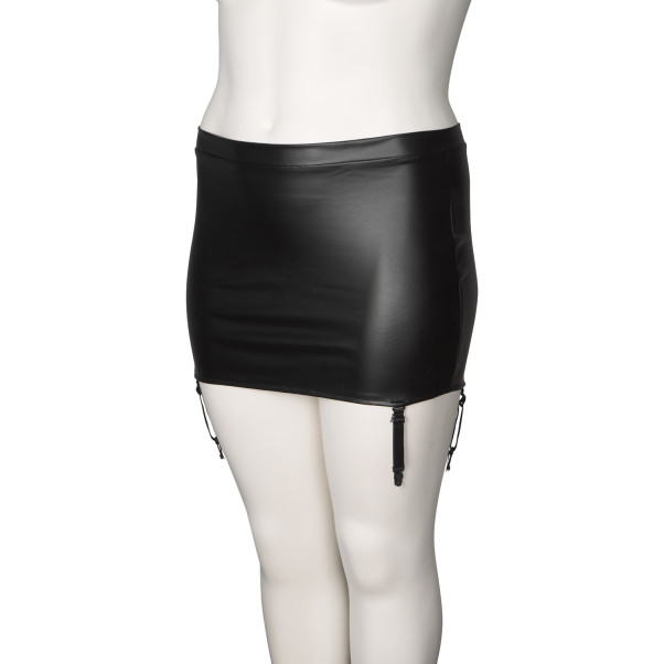 NORTIE Fetish Wetlook Nederdel med Strømpestropper Plus Size Produktbillede 5