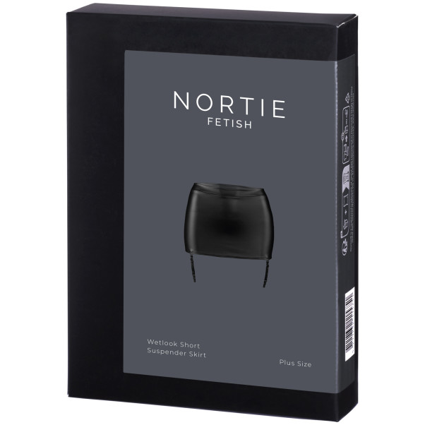 NORTIE Fetish Wetlook Nederdel med Strømpestropper Plus Size Emballagebillede 90