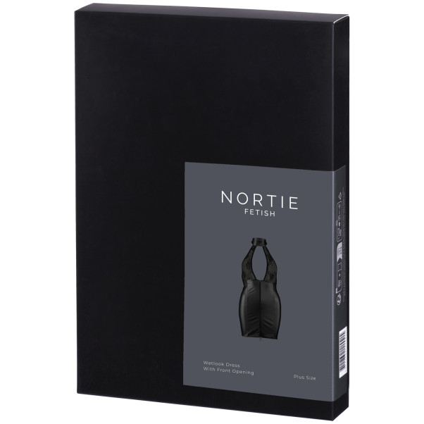NORTIE Fetish Wetlook Kjole med Keyhole Cutout Plus Size Emballagebillede 90