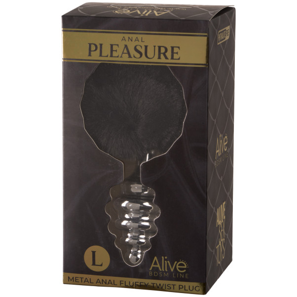 Alive BDSM Line Sort Fluffy Metal Butt Plug L Emballagebillede 90