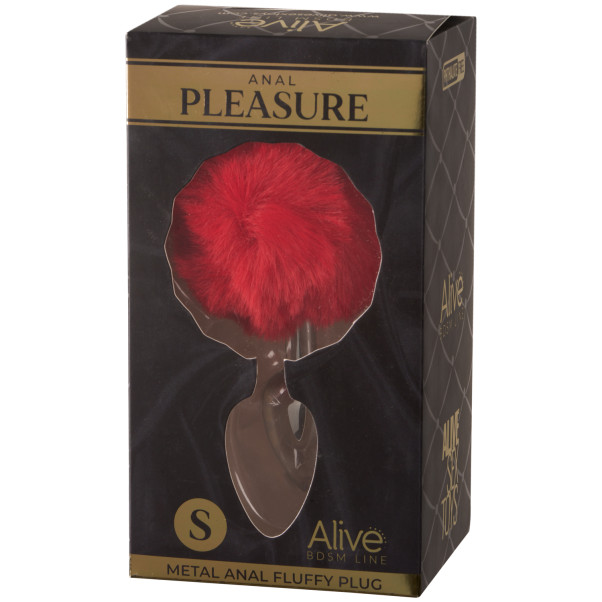Alive BDSM Line Fluffy Rød Metal Butt Plug S Emballagebillede 90