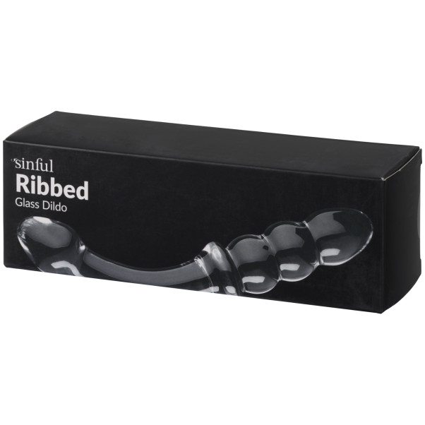 Sinful Ribbed Glas Dildo Emballagebillede 90