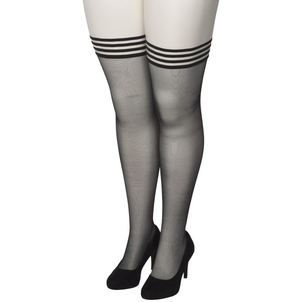NORTIE Black Arrows Selvsiddende Strømper med Søm Plus Size Produktbillede 6