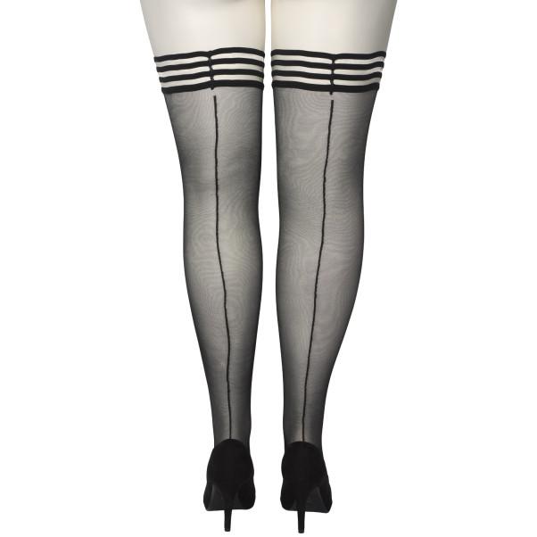 NORTIE Black Arrows Selvsiddende Strømper med Søm Plus Size Produktbillede 7