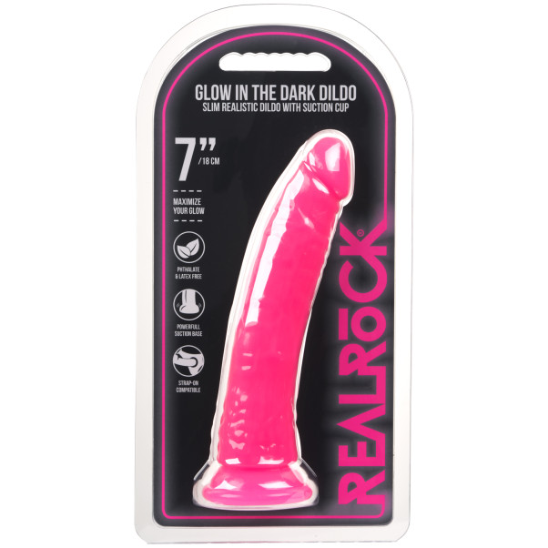 Realrock Glow in the Dark Slim Dildo med Sugekop 18 cm Emballagebillede 90