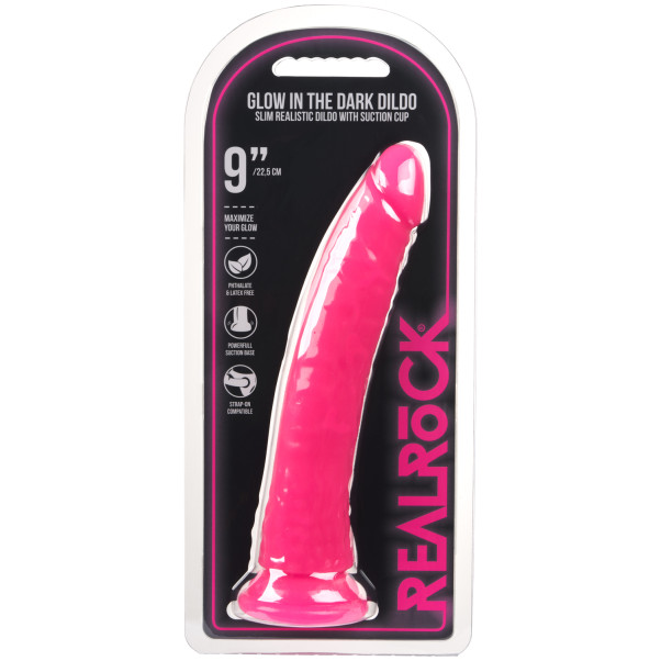 Realrock Glow in the Dark Slim Dildo med Sugekop 23 cm Emballagebillede 90