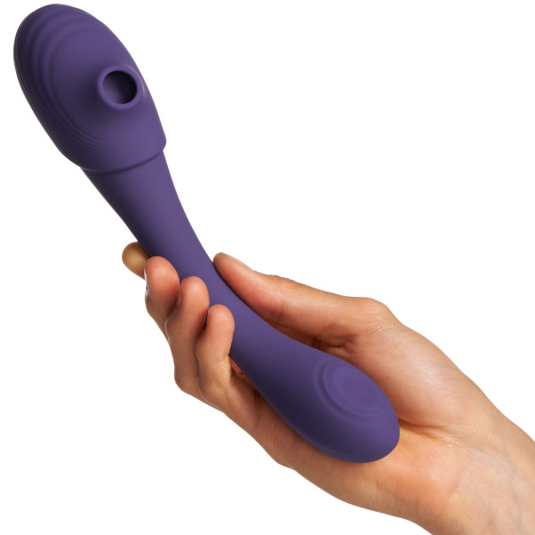Vive Mirai Double Ended Pulse & Air Wave Vibrator Produktbillede med hånd 51