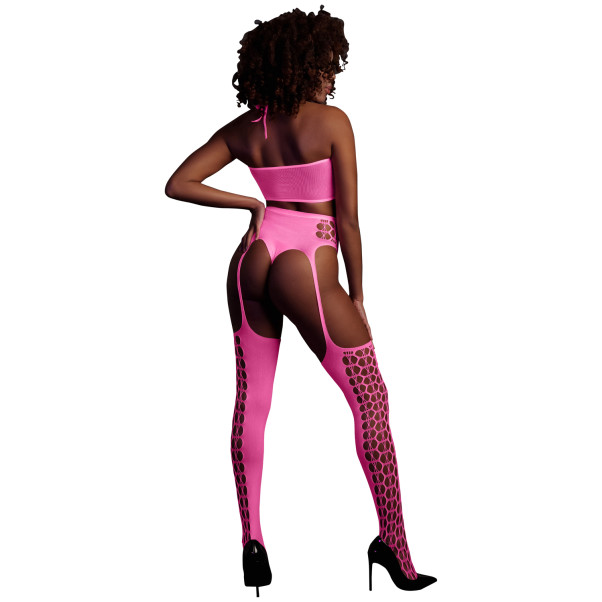 Ouch! Glow in The Dark Neon Pink Crop Top og Strømper Produktbillede 2