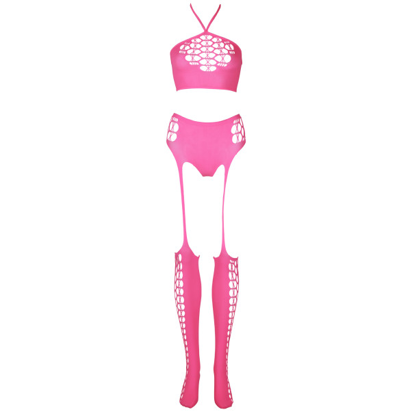 Ouch! Glow in The Dark Neon Pink Crop Top og Strømper Produktbillede 4