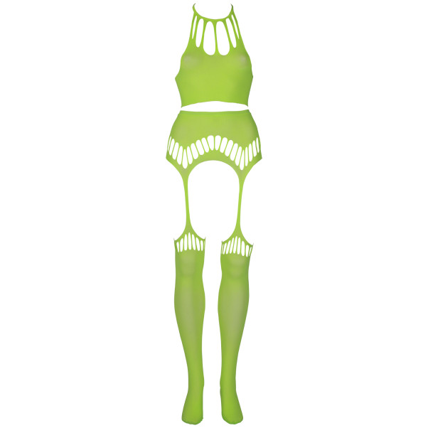Ouch! Glow in The Dark Neon Grøn Crop Top med Strømper Plus Size Produktbillede 3
