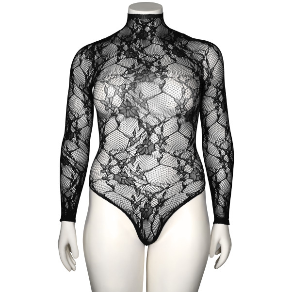 NORTIE Riga Sort Bundløs Blonde Bodystocking Plus Size Produktbillede 4