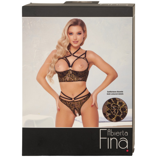 Abierta Fina Sort og Guldfarvet Half Cup Blonde Bh Sæt Emballagebillede 90