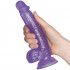 Baseks Glitter Lilla Dildo Med Kugler 21,5 cm Produktbillede med hånd 50