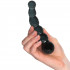 Sinful Black Groove Glas Dildo 17 cm Produktbillede med hånd 50