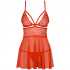 Obsessive Rød Mesh Babydoll Sæt Produktbillede 3