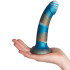 baseks Copper Blue Silikone Dildo 18 cm Produktbillede med hånd 50