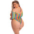 Pink Lipstick Multifarvet Langærmet Bodysuit Plus Size Produktbillede 2