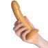 baseks Sparkling Gold Silikone Dildo 18 cm Produktbillede med hånd 51