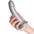 baseks Sparkling Silver Silikone Dildo 18 cm Produktbillede med hånd 50