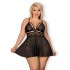 Obsessive Sort Babydoll Sæt Plus Size Produktbillede på model 1