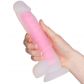 Baseks Glow in the Dark Pink Dildo 21,5 cm Produktbillede med hånd 50