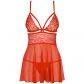 Obsessive Rød Mesh Babydoll Sæt Produktbillede 3