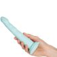Dillio Platinum Slim Seven Turkis Dildo med Sugekop 21 cm Produktbillede med hånd 50
