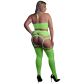 Ouch! Glow in The Dark Neon Grøn Crop Top med Strømper Plus Size Produktbillede 2