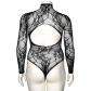 NORTIE Riga Sort Bundløs Blonde Bodystocking Plus Size Produktbillede 6